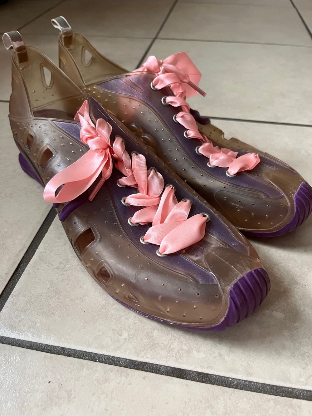 MELISSA SHOES SNEAKER SIZE 10 SHOE PINK PURPLE LACES VEGAN USED Y2K